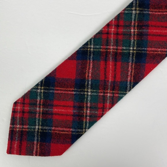 Vtg Pendleton Red Plaid Wool Tie USA Made 3 in wide 56 in long necktie Tartan - Picture 1 of 7
